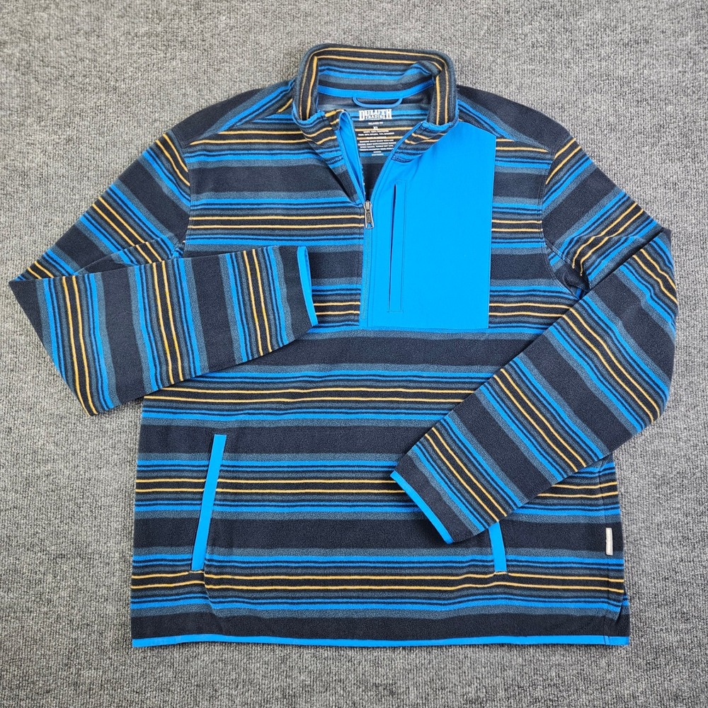 Duluth Trading Co Checkpoint Fleece 1/4 Zip Men XL Striped Relaxed Fit Mock Neck